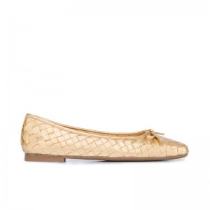 Bailarinas Bernardo Gwynn Woven Feminino Douradas | MYL6854XT