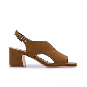 Sandalias de Salto Bernardo Bedford Mid Feminino Marrom Escuro | MKG9336OX