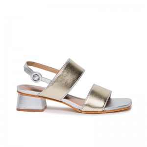 Sandalias de Salto Bernardo Jasper Slingback Feminino Prateadas Douradas | ZCY6860NG