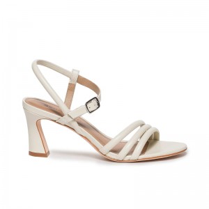 Sandalias de Salto Bernardo Noor Feminino Branco | RVZ628NJ