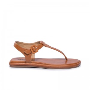 Sandálias Planas Bernardo Tucson T-Strap Feminino Marrom Escuro | DBO9197SF