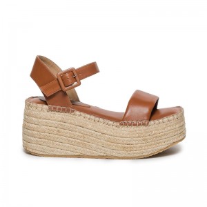 Sandálias Plataforma Bernardo Mallorca Espadrille Feminino Marrom Escuro | CIR8542PM