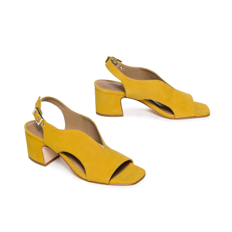 Sandalias de Salto Bernardo Bedford Mid Feminino Amarelas | GKR3937LE