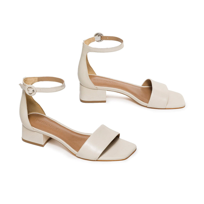 Sandalias de Salto Bernardo Jalena Low Feminino Branco | SJJ6695QC