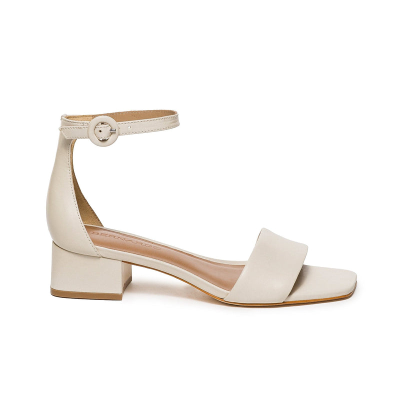 Sandalias de Salto Bernardo Jalena Low Feminino Branco | SJJ6695QC