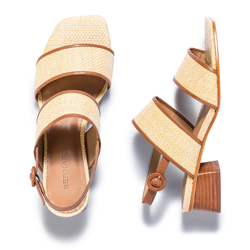 Sandalias de Salto Bernardo Jasper Slingback Feminino Luz Marrom | VCA9987MZ