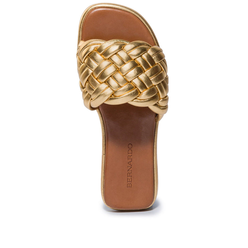 Sandálias Deslizantes Bernardo Troy Woven Feminino Douradas | RTJ3739DW