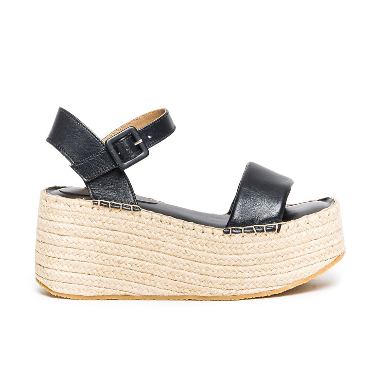 Sandálias Plataforma Bernardo Mallorca Espadrille Feminino Pretas | VSX9131JB